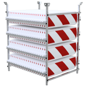 SET | with 80 traffic panels | on storage and transport frame | film RA2/B, hatched | one side indicating left | plastic traffic panel type 60